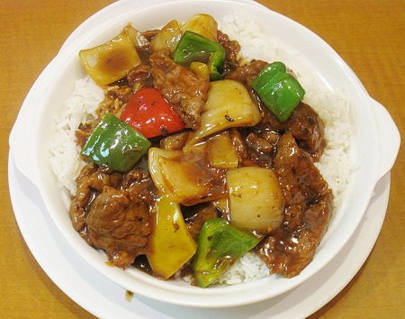 Beef with Black Bean Sauce on Rice